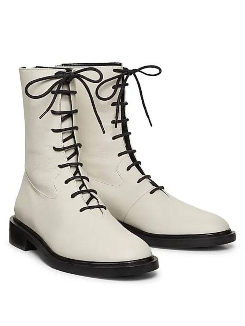 A.Emery Daijah Leather Lace Up Boot in Eggshell 40